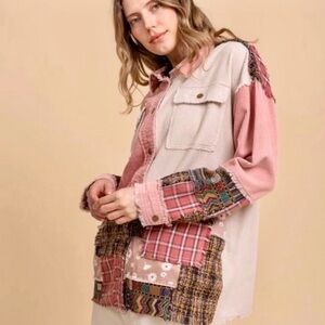Patchwork Pink and Beige Women's Jacket by Blue Velvet